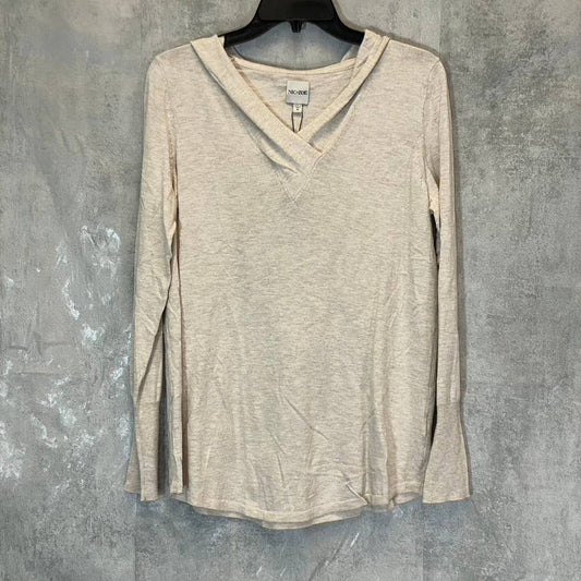 NIC+ZOE Women's Canvas V-Neck Hooded Lightweight Vital Pullover Sweater SZ S