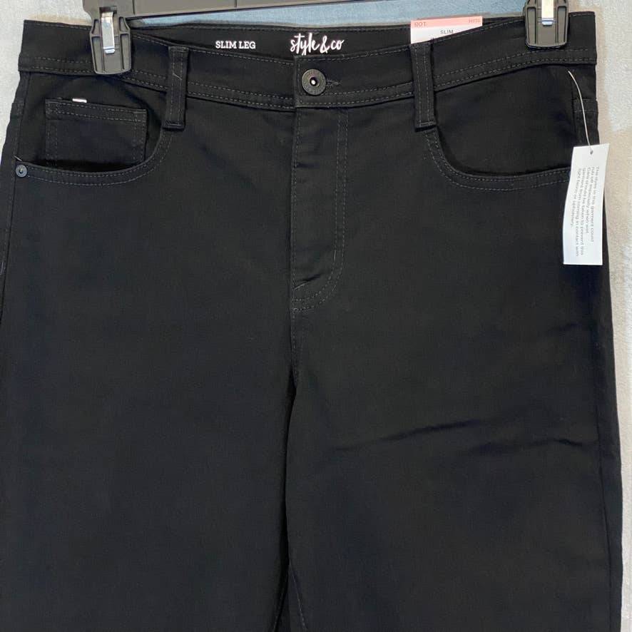 STYLE & CO Women's Short Noir Wash High-Rise Tummy Control Slim-Leg Denim Jeans SZ 10S