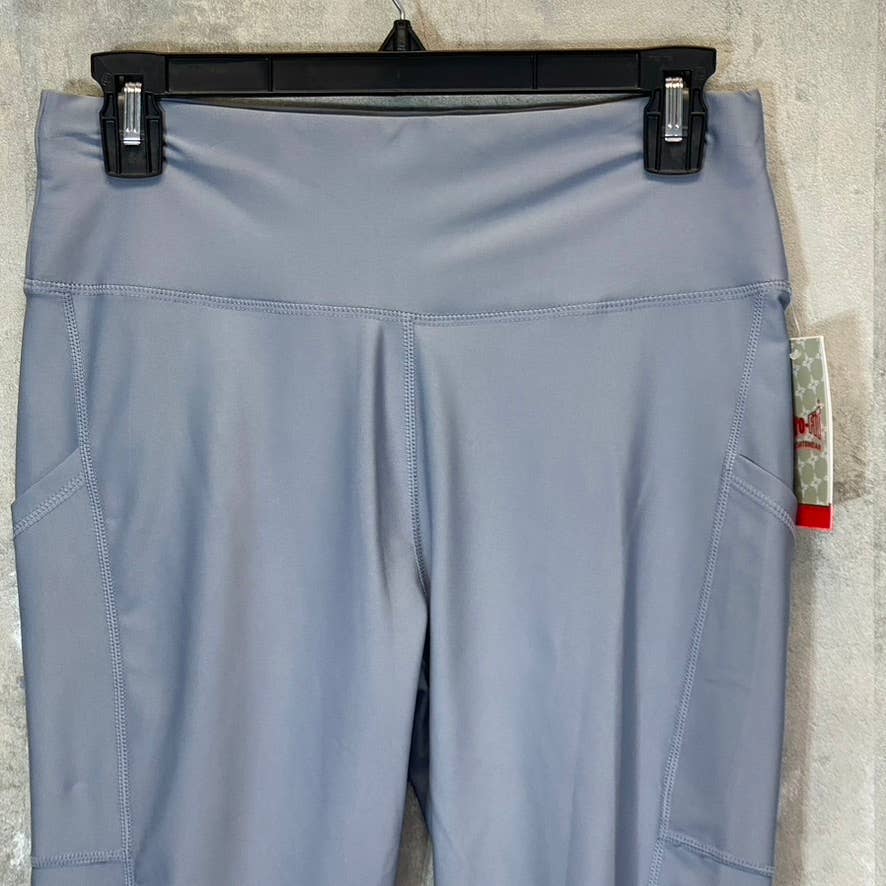PRO-FIT Activewear Grey Blue Lightweight Ruched Breathable High-Waist Pull-On Leggings SZ L