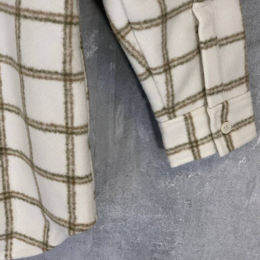 TREASURE & BOND Ivory Carsonpane Plaid Puff Sleeve Shirt Jacket SZ M