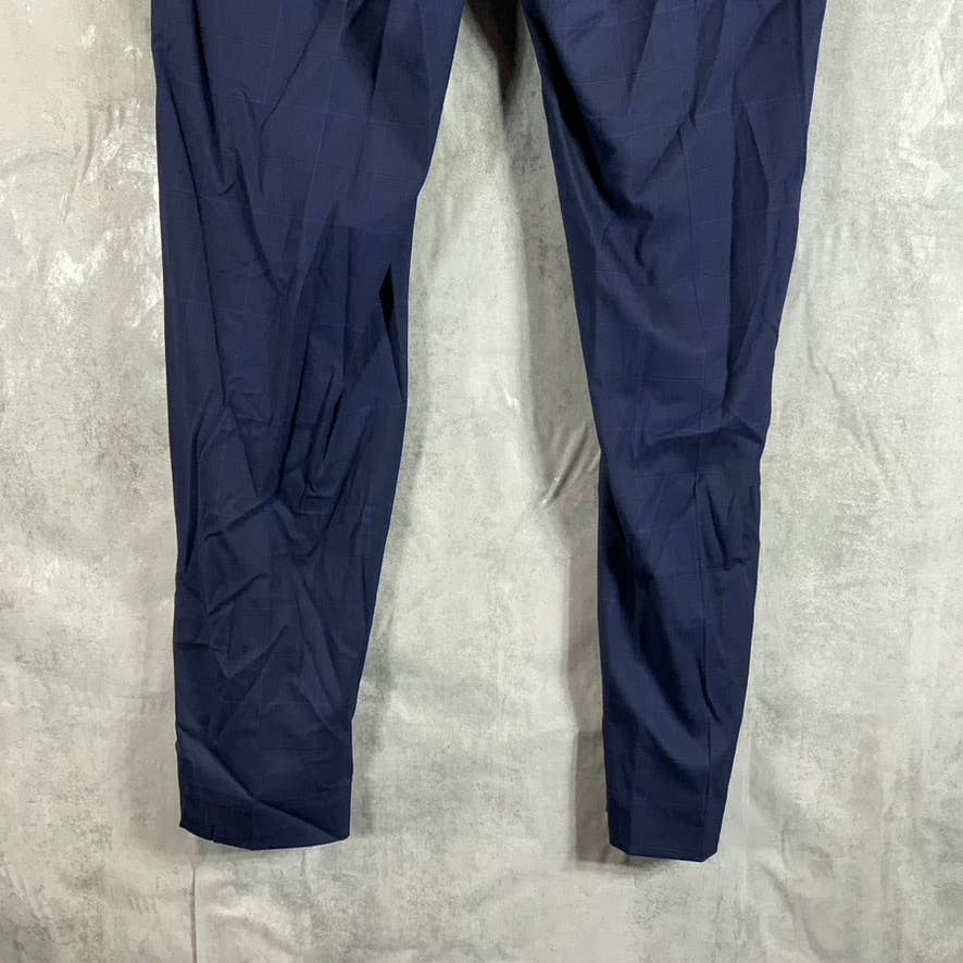MARC NEW YORK Men's Navy Plaid Modern-Fit Flat Front Pants SZ 35X32