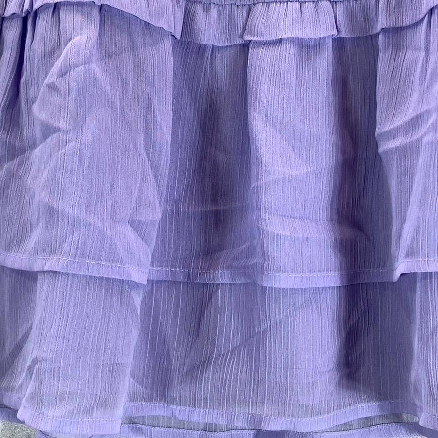 BAR III Women's Wizard Lilac Smocked Ruffle Tiered Pull-On Mini Skirt SZ S