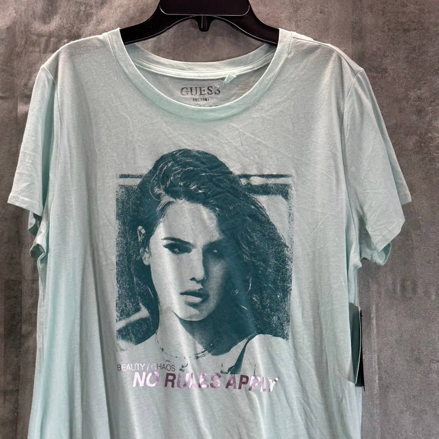 GUESS Women's Aloe Palm No Rules Girl Short-Sleeve Crewneck Easy Tee SZ M