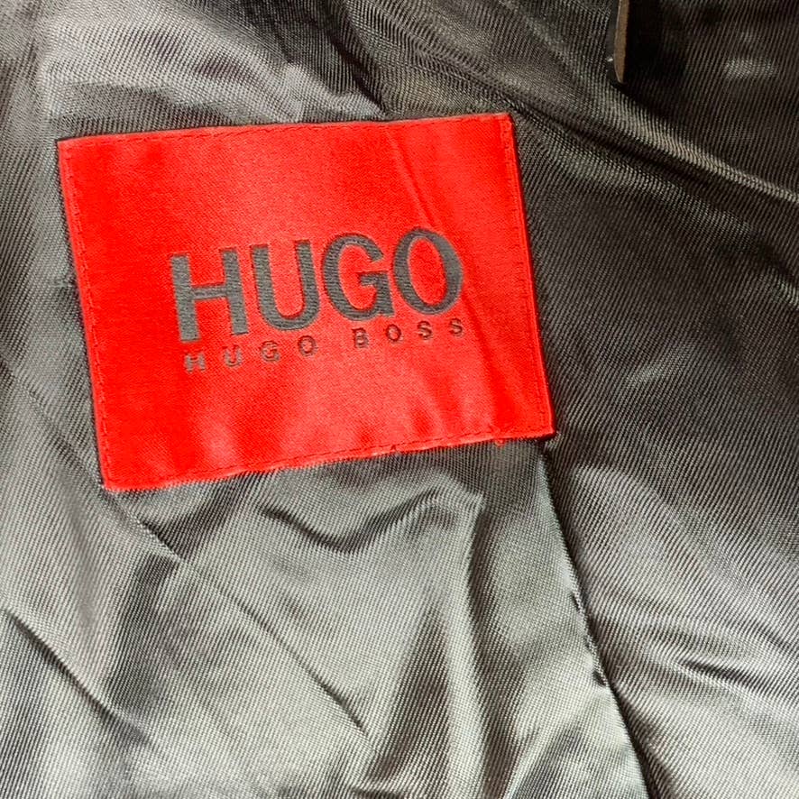 HUGO BOSS Men's Brown Slim-Fit Migor Patterned Stretch 3-Button Overcoat SZ 44R