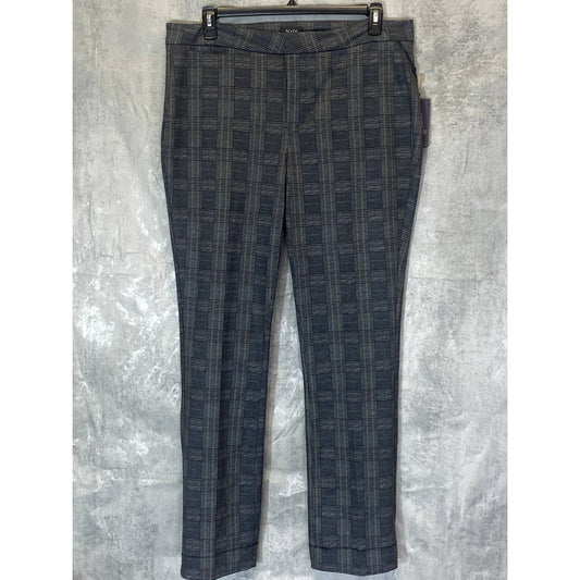 NYDJ Women's Gray Lancaster Plaid Stretch Slim Ponte Trousers SZ 14