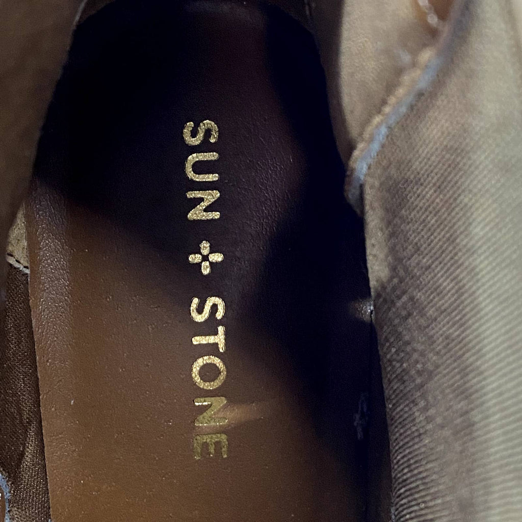 SUN+STONE Women's Taupe Micro Morghan Lug-Sole Block-Heel Booties SZ 10