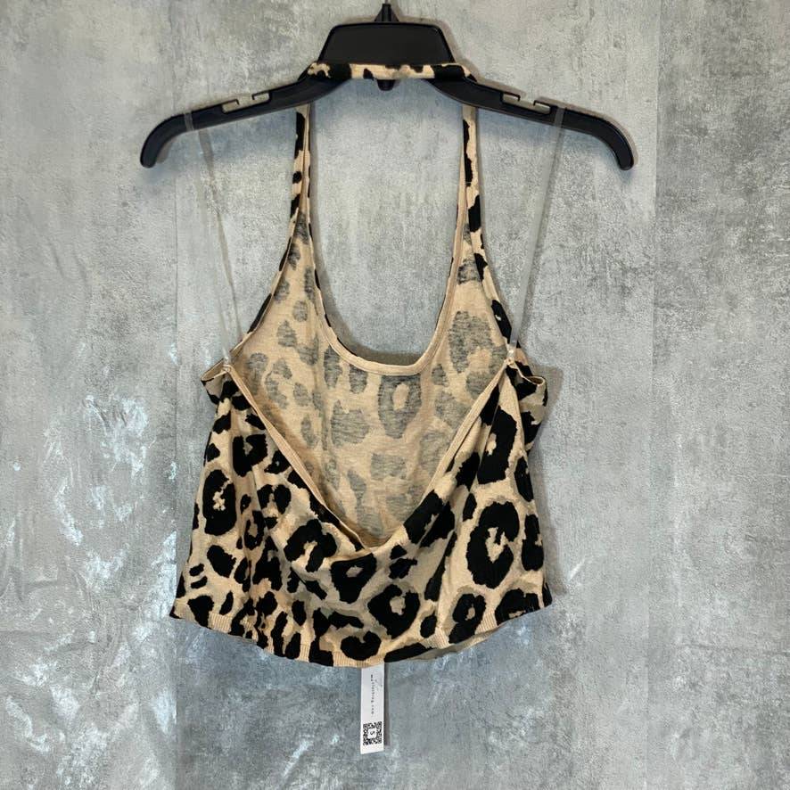 SANCTUARY Essential Women's Tan Leopard Print Halter Top SZ L