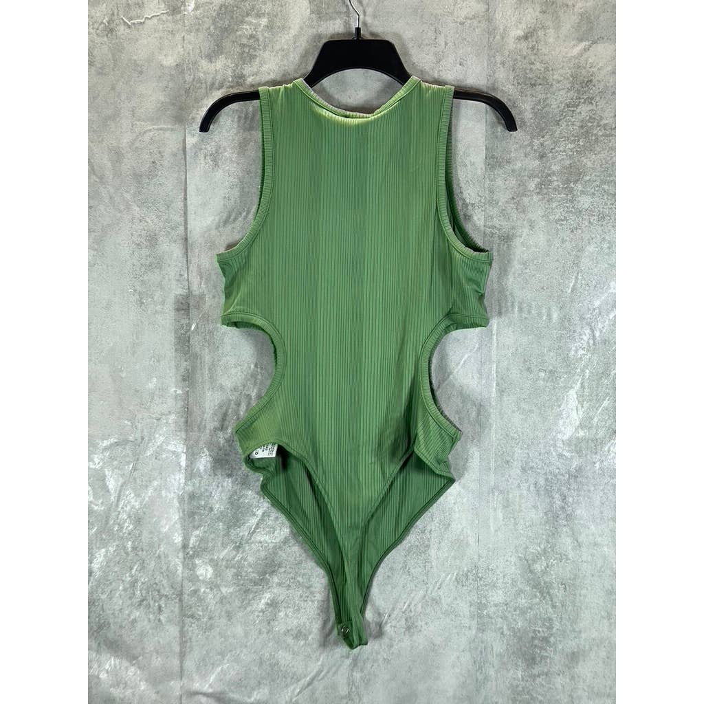 BAR III X NICOLE WILLIAMS ENGLISH Women's Comfrey Ribbed Cutout Bodysuit SZ L