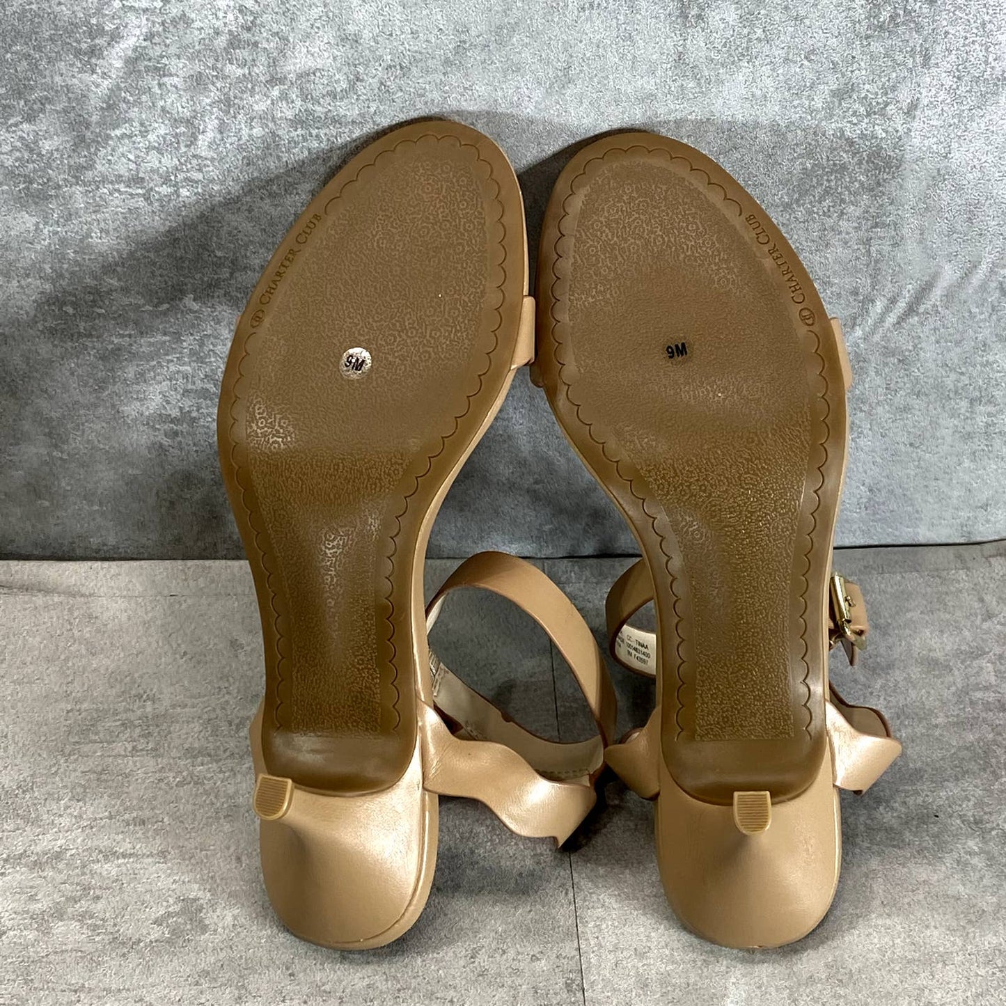 CHARTER CLUB Women's Nude Tinaa Round-Toe Ankle-Strap Dress Sandals SZ 9