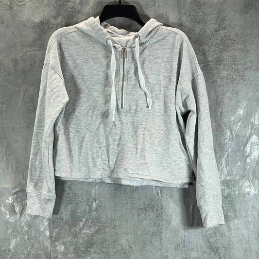 CALVIN KLEIN Women's Light Grey Half-Zip Drop Shoulder Pullover Hoodie SZ N/A