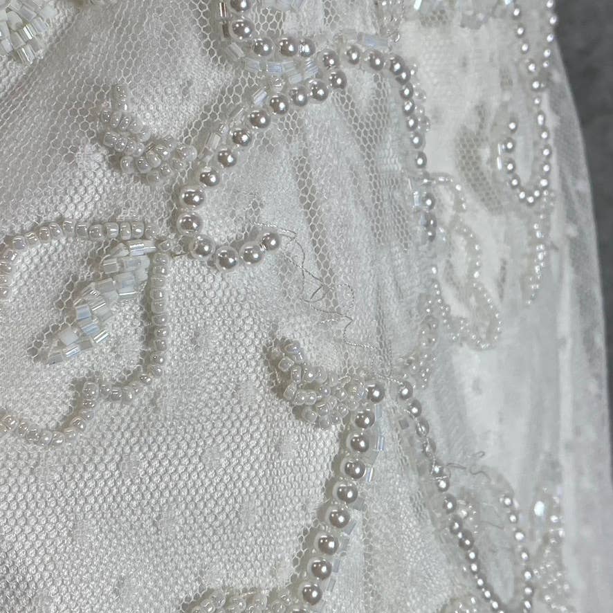 ADRIANNA PAPELL Women's Ivory Bead Embellished Off-The-Shoulder Dress SZ8