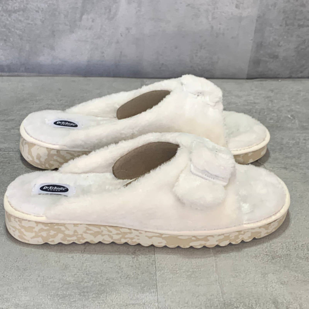 DR. SCHOLL'S Tofu Staycay OG Faux Fur Buckle Slide Sandal SZ 10