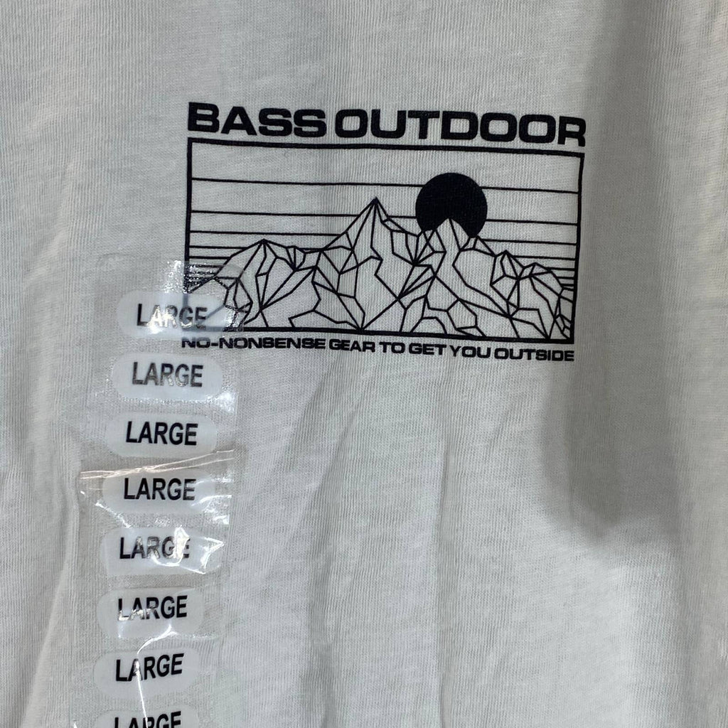 BASS OUTDOOR Men's Snow White Crewneck Antlers Mountain Logo Graphic T-Shirt SZL