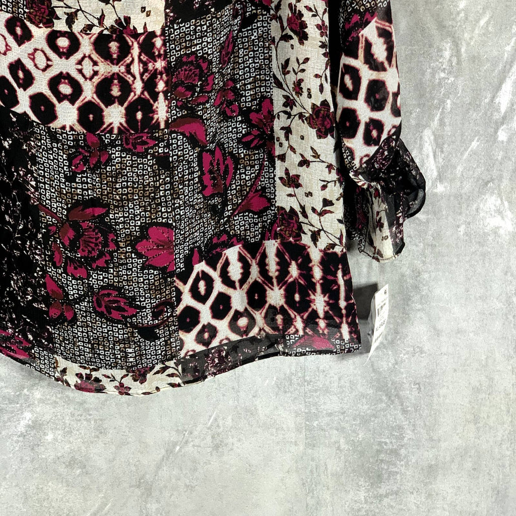 INC INTERNATIONAL Women's Nomad Mix Patchwork Print Cold-Shoulder Top SZ XL