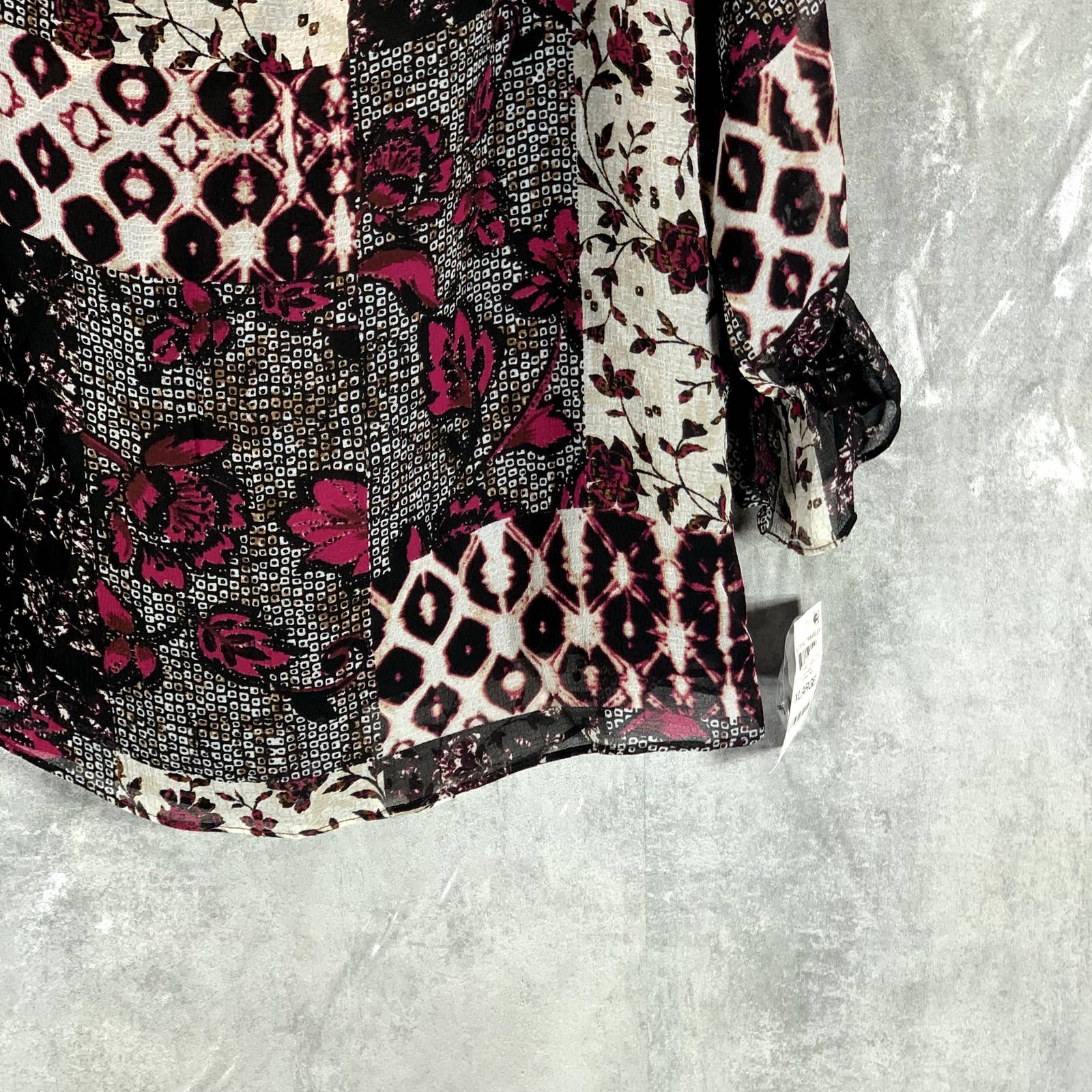 INC INTERNATIONAL Women's Nomad Mix Patchwork Print Cold-Shoulder Top SZ XL