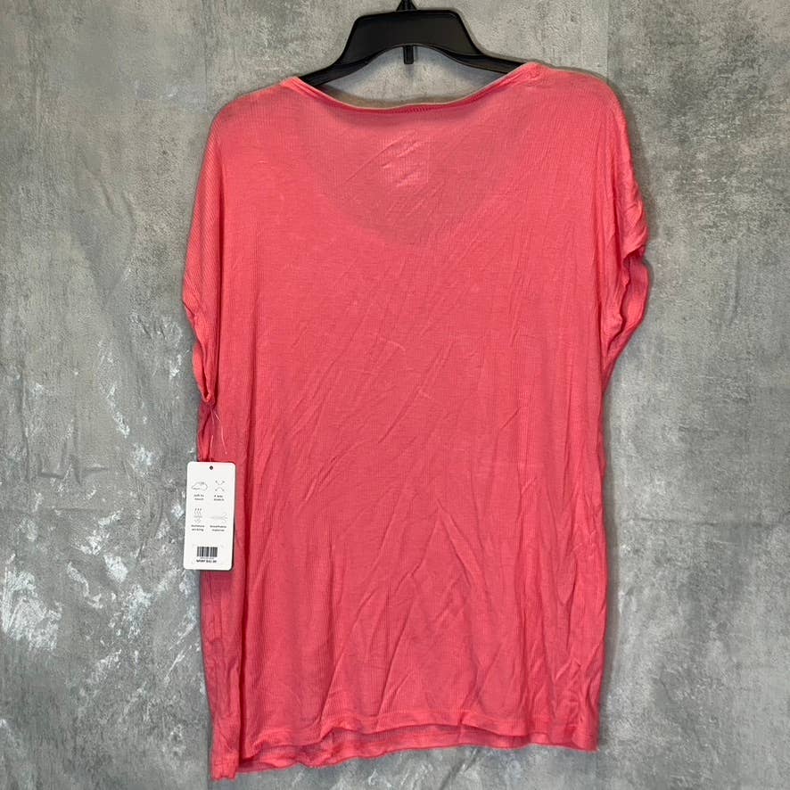 JONES NEW YORK Sport Women's Fresh Coral Ribbed Short Sleeve Top SZ M