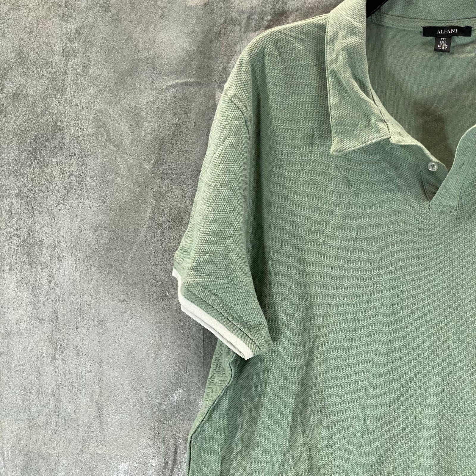 ALFANI Men's Gray Sage Regular-Fit Tipped 2-Button Short-Sleeve Polo Shirt SZ2XL