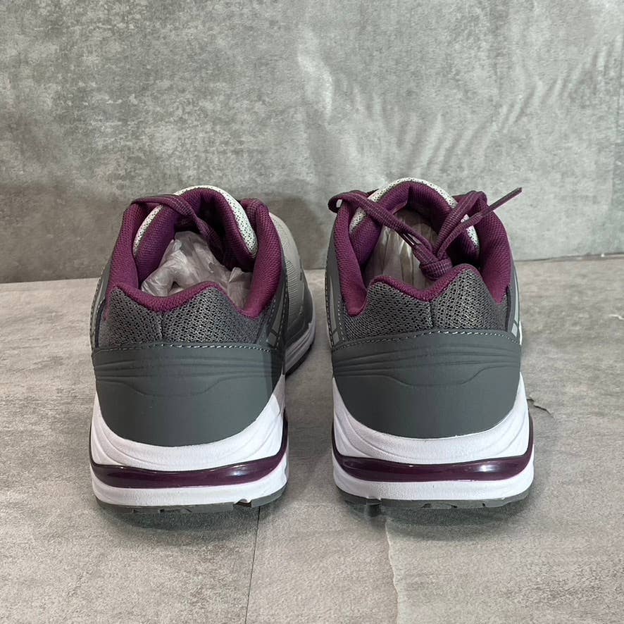 DR. SCHOLL'S Women's Grey-Burgundy Blitz Walking Lace-Up Sneakers SZ 9