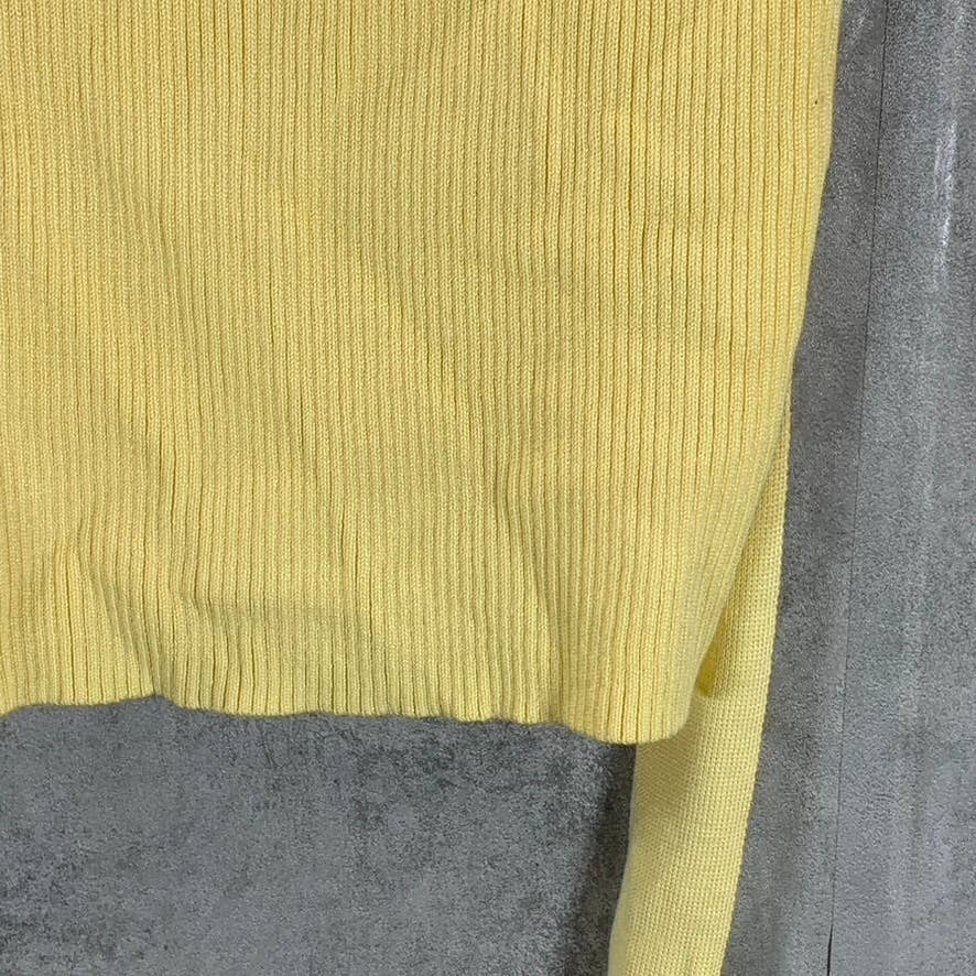 AND NOW THIS Women's Yellow Crewneck Sleeveless Rib Knit Tie-Belt Tank Top SZ L