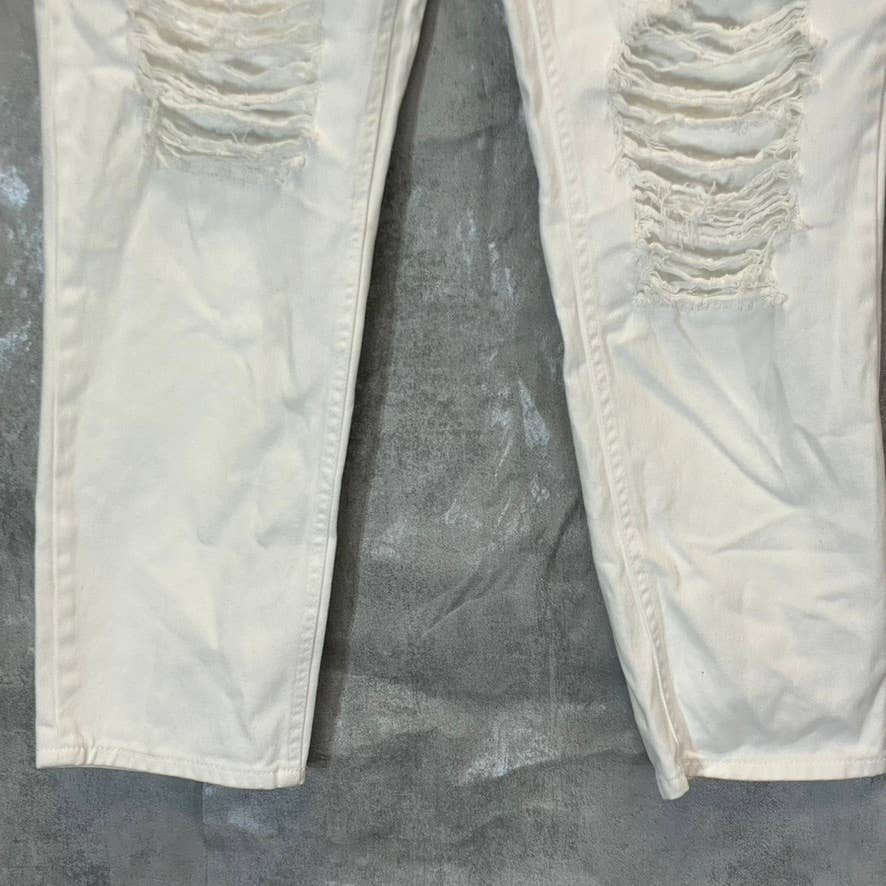 AFRM Women's White Luisa Distressed High-Rise Ankle Crop Skinny Denim Jeans SZ31