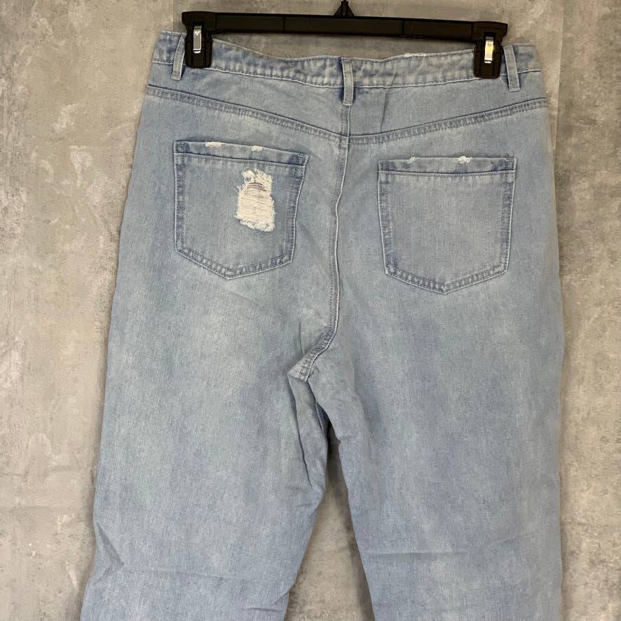 MISSGUIDED Light Wash Tall Frayed Hem Distressed Detail Denim Jeans SZ 10L