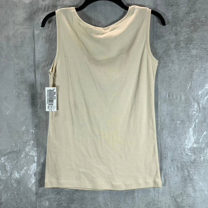 KAREN SCOTT Women's Tan Boatneck Sleeveless Pullover Cotton Tank Top SZ S