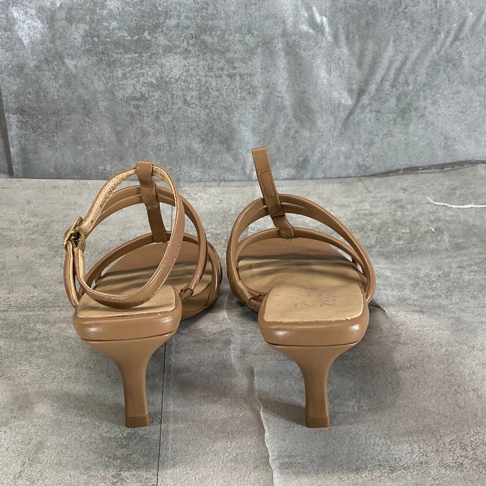 NATURALIZER Women's Cafe Leather Starla Square-Toe Strappy Sandals SZ 6