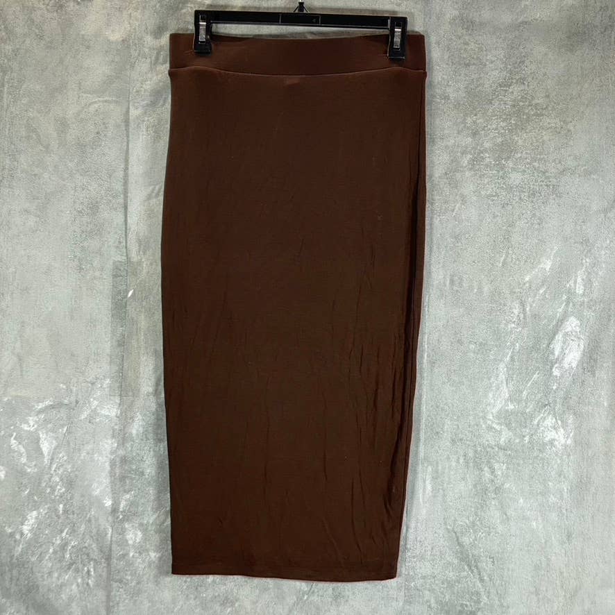 BAR III Women's Rare Wood Bodycon Midi Pull-On Skirt SZ M