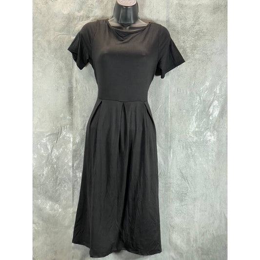 24SEVEN COMFORT Women's Black Short Sleeve Pocket Detail Midi Dress SZ M