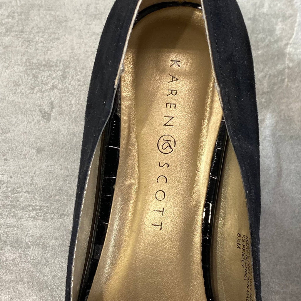KAREN SCOTT Women's Black Faux Suede Penzey Square-Toe Dress Pumps SZ 8.5