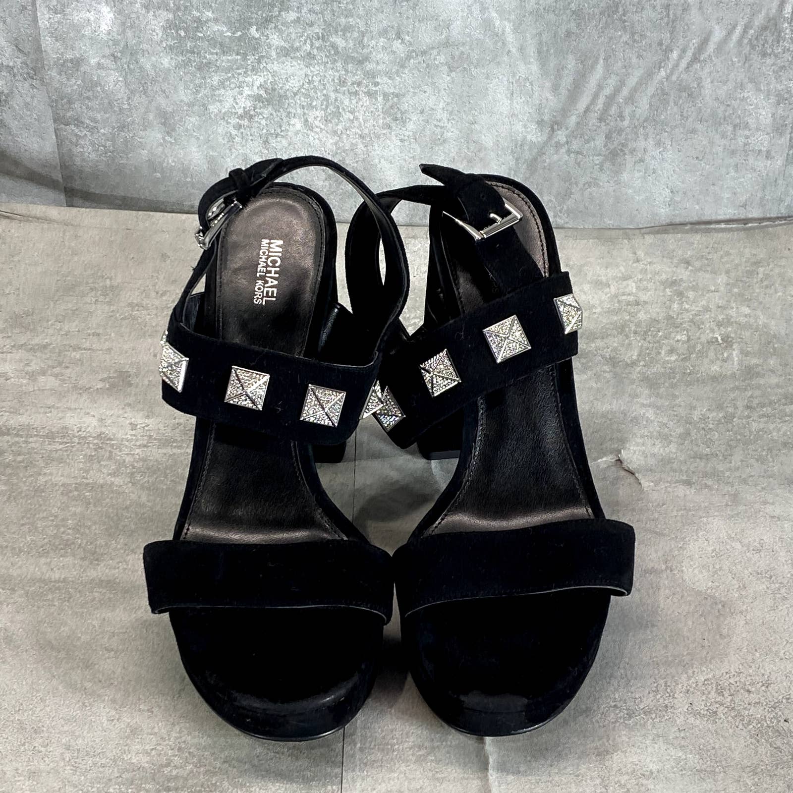 MICHAEL MICHAEL KORS Women's Black Wren Studded Platform Sandals SZ9.5