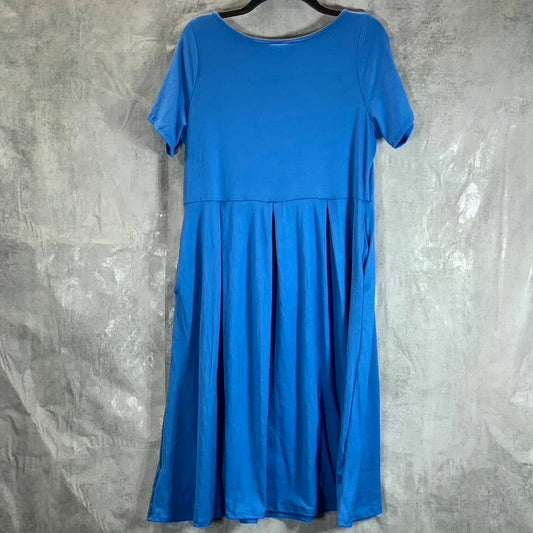 24SEVEN COMFORT APPAREL Women's Blue Short Sleeve Pocket Detail Dress SZ XL