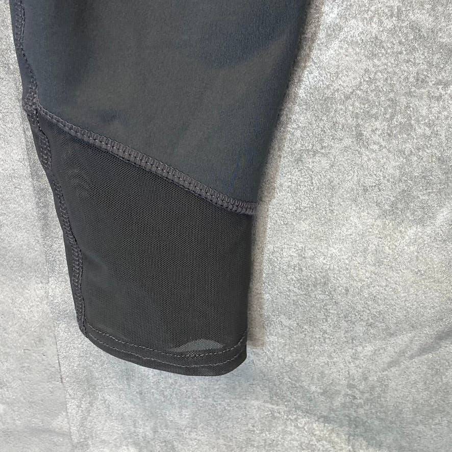 KAY UNGER Women's Dark Grey High-Waist Tummy Control Mesh Cuff Pull-On Leggings SZ S
