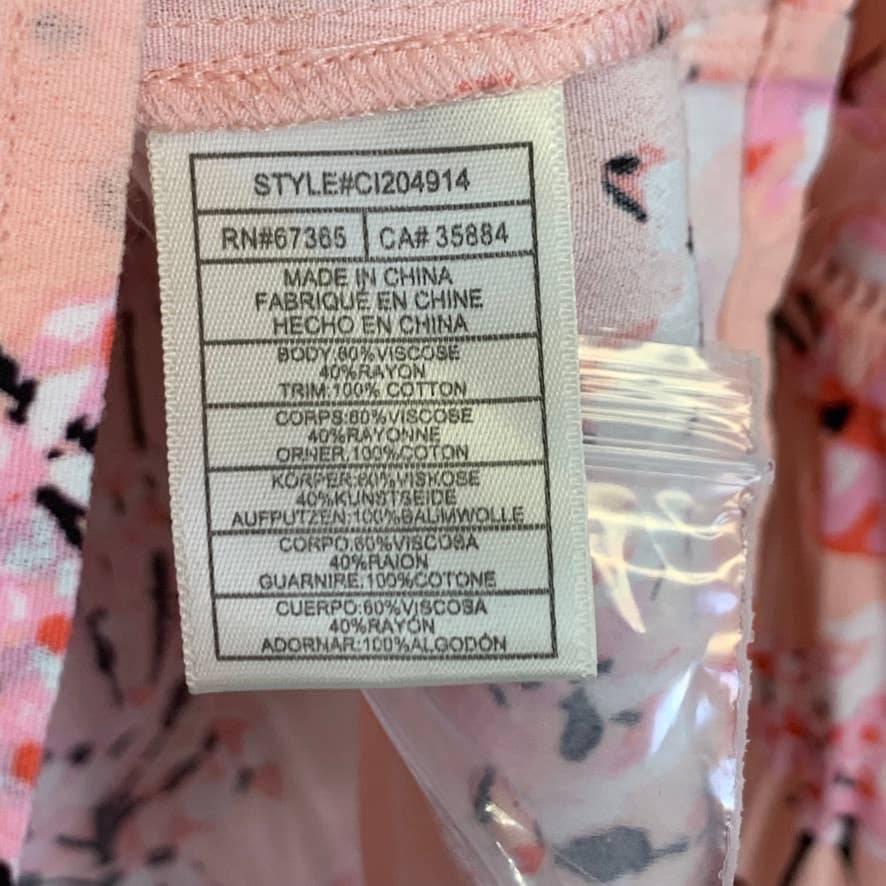 CUPCAKES AND CASHMERE Peach Parfait Printed Off-The-Shoulder Long Sleeve Top SZ XL