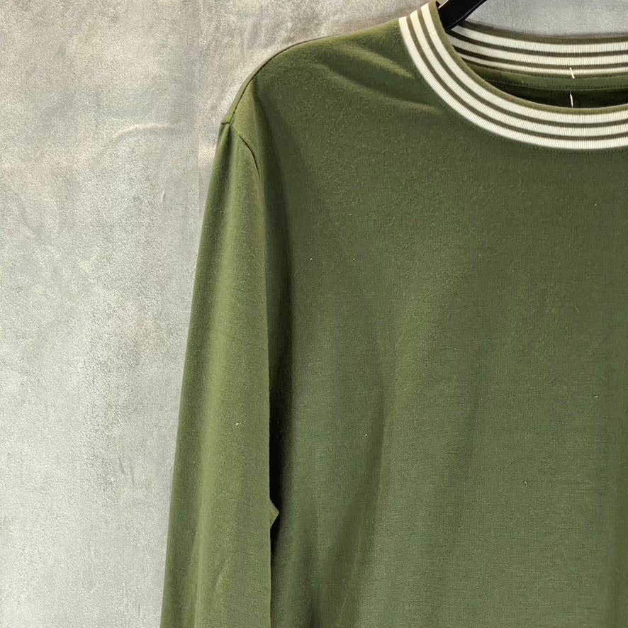 ALFANI Men's Costa Green Vari-Stripe Crewneck Long-Sleeve Pullover Shirt SZ L