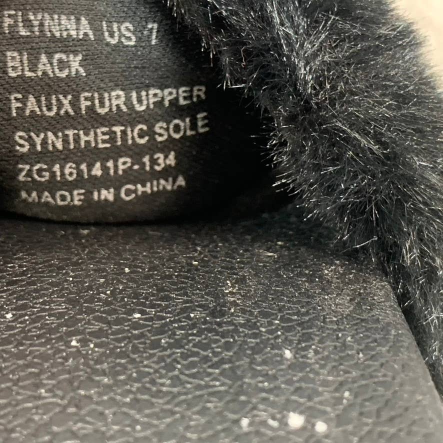 BEBE Women's Flynna Faux-Fur Rhinestone Embellished Slide Sandals SZ 7