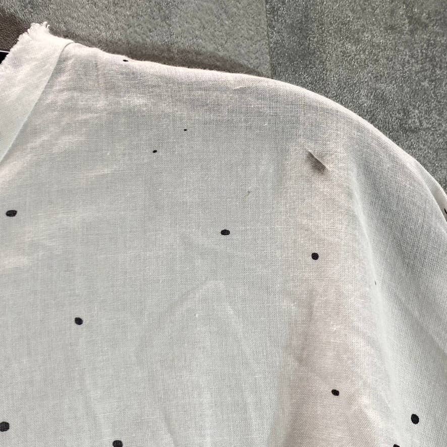 EILEEN FISHER Women's White Organic Cotton Voile Splatter Print Box-Top SZ S/M