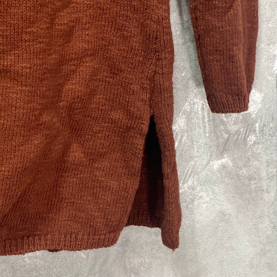 INC INTERNATIONAL CONCEPTS Deep Sienna Chain-Embellished Long Sleeve Tunic Pullover Sweater SZ M