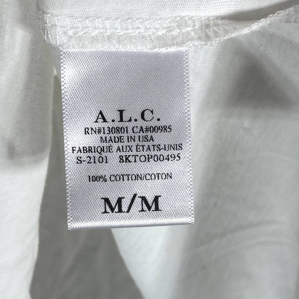A.L.C Women's White Crewneck Puff-Sleeve Poole Tee SZ M