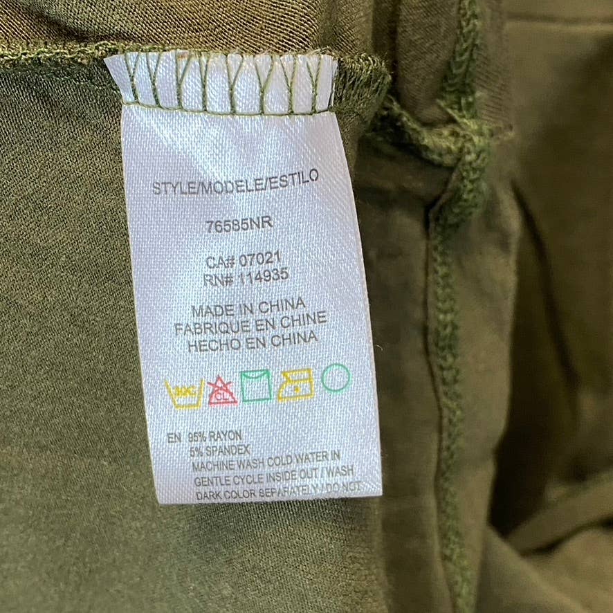 RDI Women's Olive Mock Neck Puff Short Sleeve Tie Waist Fit & Flare Mini Dress SZ S