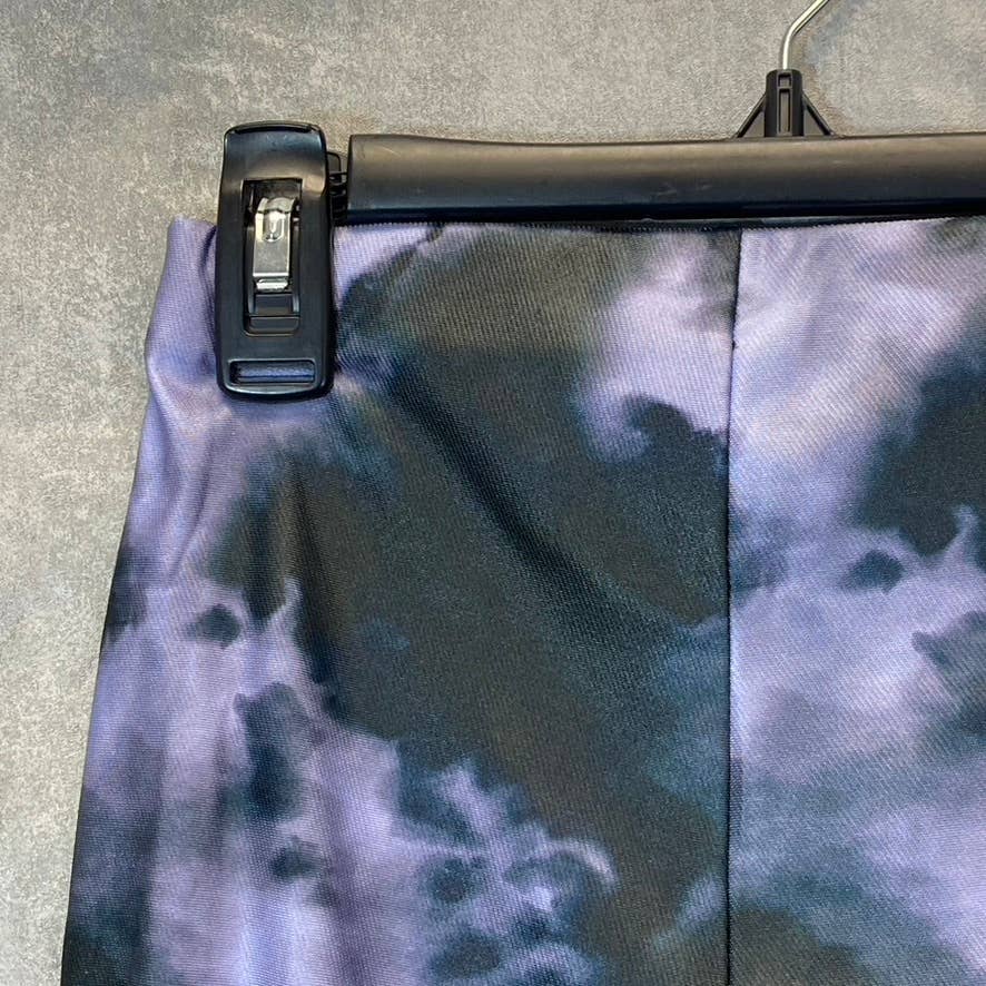 TOPSHOP Women's Petite Black/Purple Tie-Dye Wide Leg Pull-on Pants SZ 4