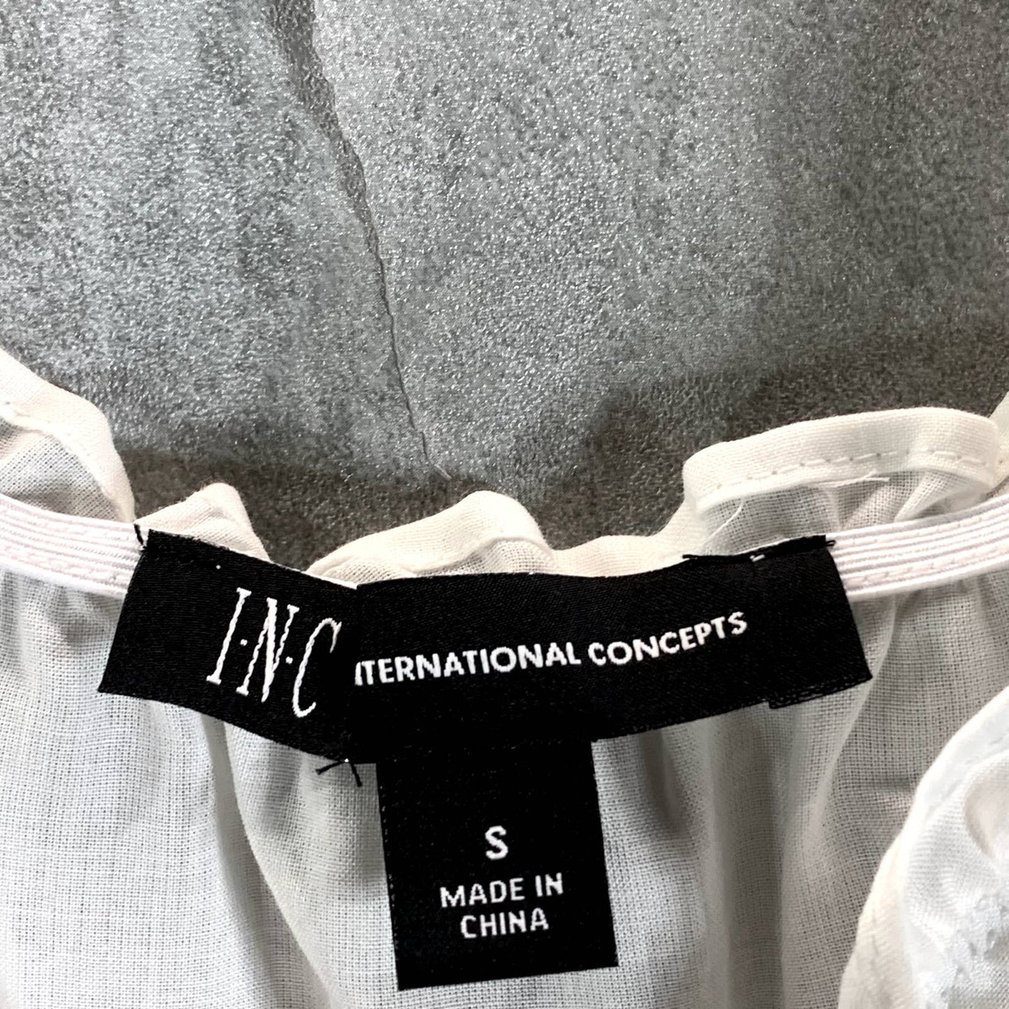 INC INTERNATIONAL CONCEPTS Women's Washed White Ruffle Balloon-Sleeve Top SZ S