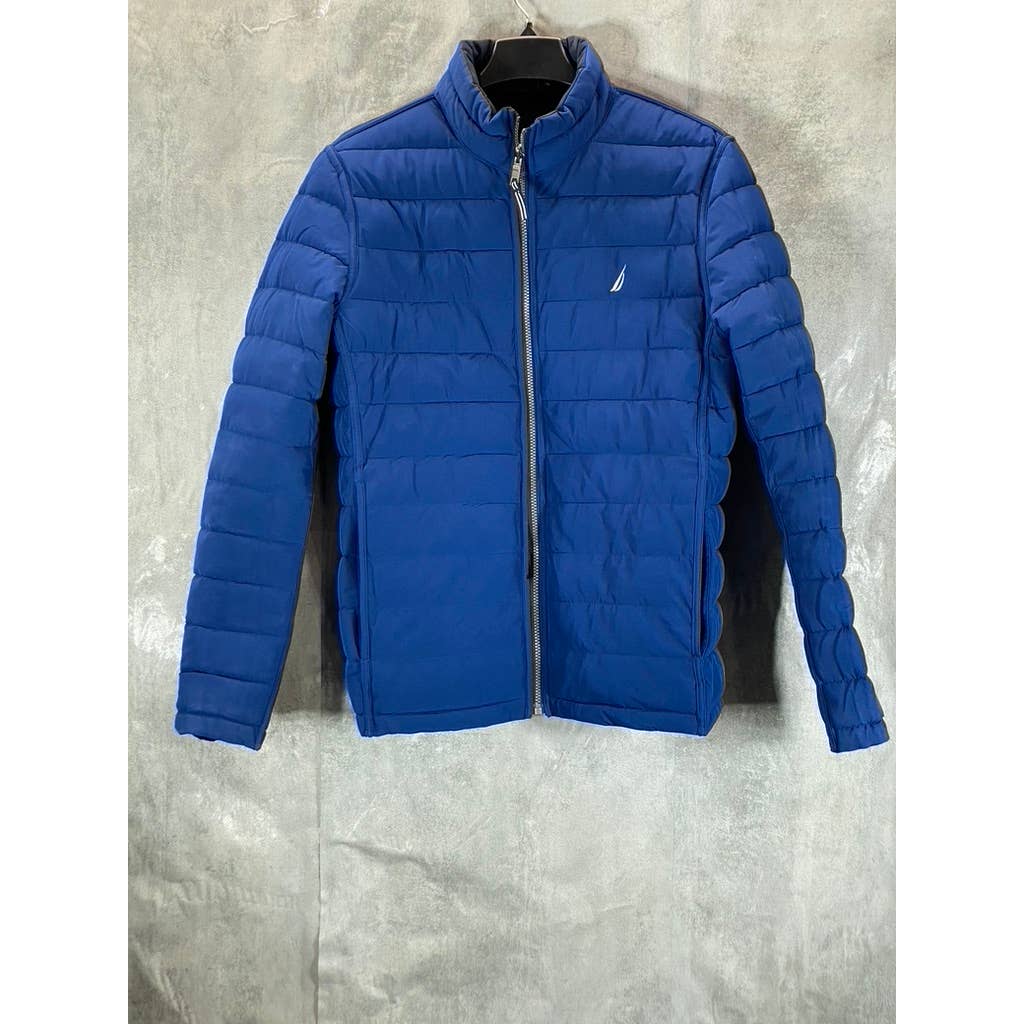 NAUTICA Men's Navy-Blue Reversible Mid-Weight Stretch Puffer Jacket SZ N/A