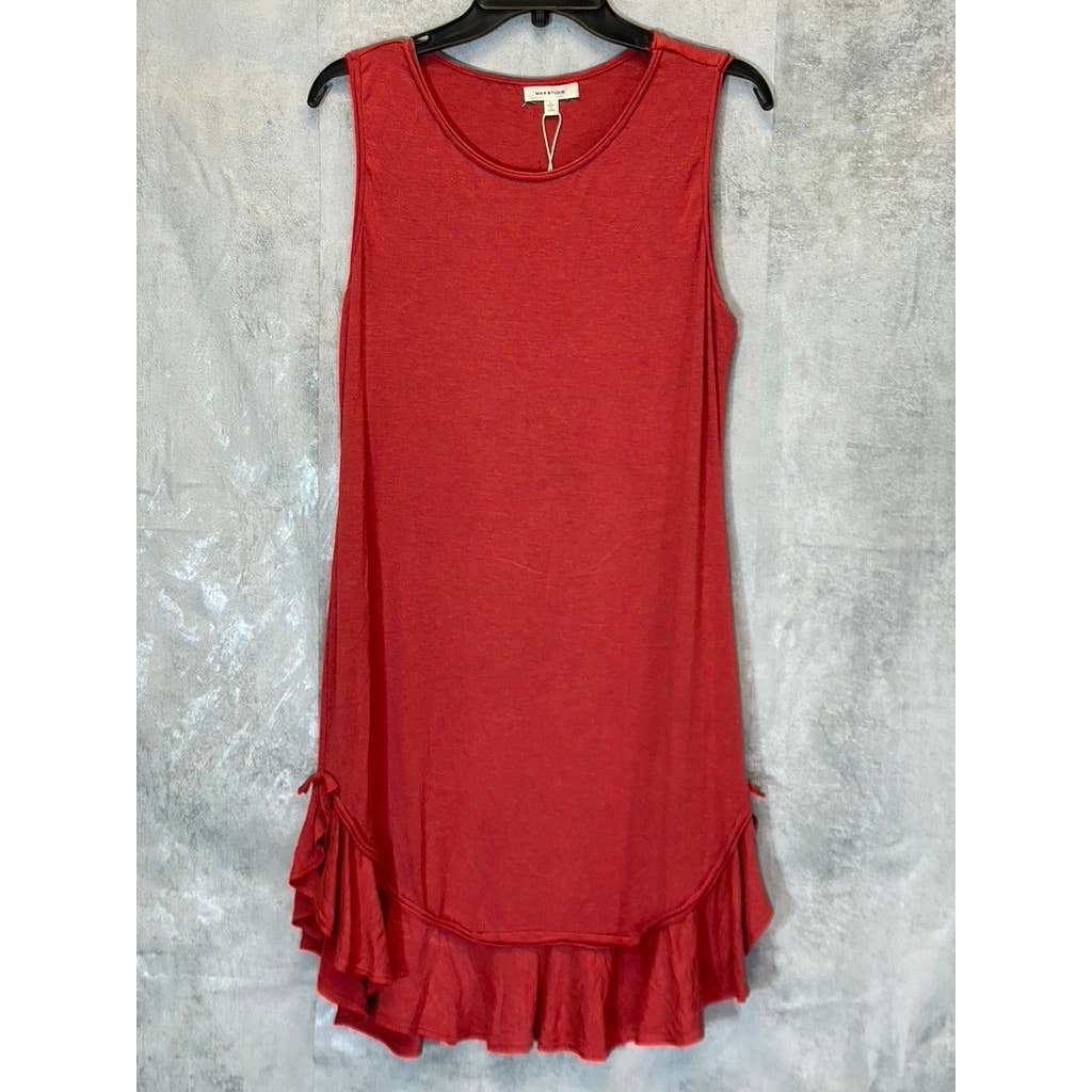 MAX STUDIO Women's Hscarlet Sleeveless Ruffled Hem Mini Dress SZ L