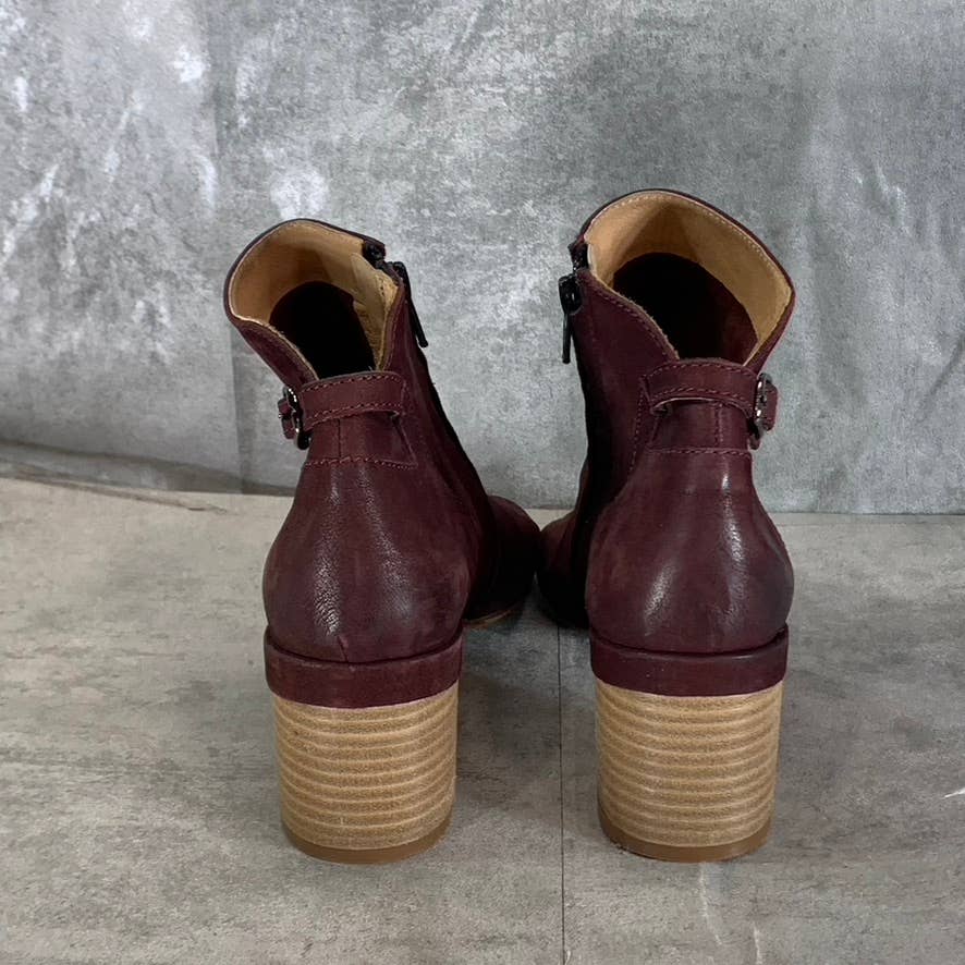 VINTAGE FOUNDRY CO. Women's Burgundy Sabrina Peep-Toe Block-Heel Ankle Boots SZ6