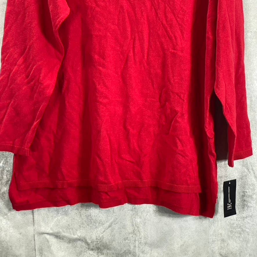 INC INTERNATIONAL CONCEPTS Women's Plus Real Red V-Neck Hi-Low Hem Pullover SZ1X