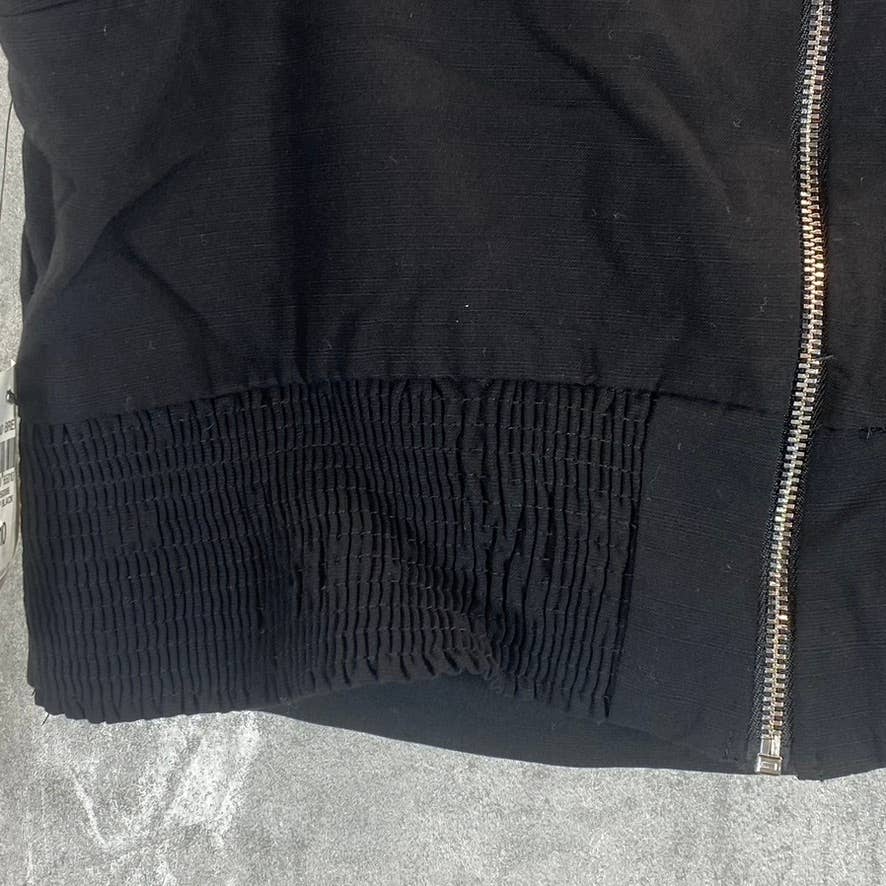 BAR III Women's Deep Black Sweetheart Cutout Ruffle-Sleeve Crop Top SZ 10