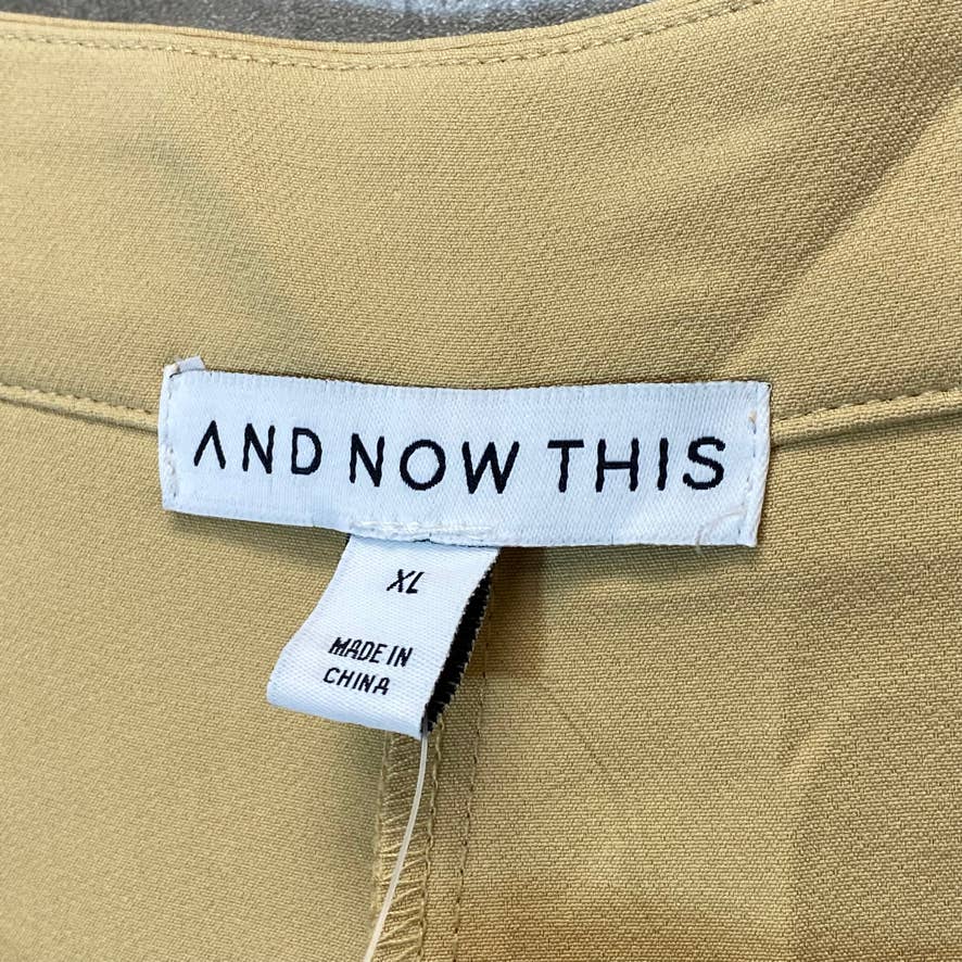 AND NOW THIS Women's Camel Brown Pleated Wide Leg Pants SZ XL