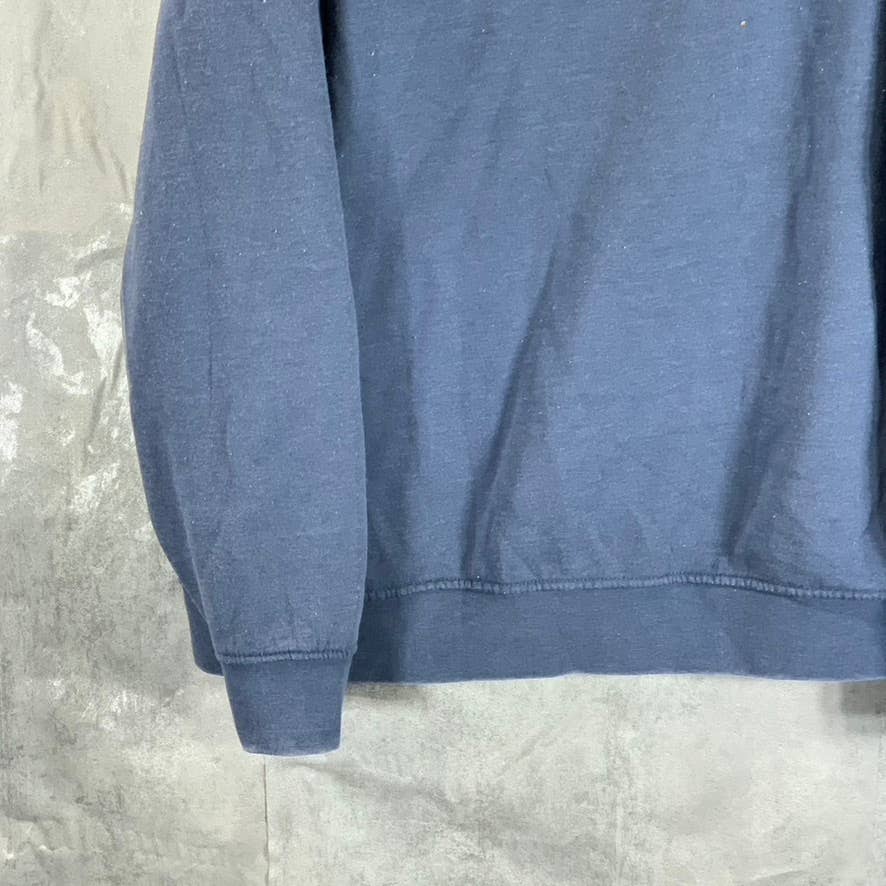 LAZER Men's Blue Fleece Long-Sleeve Burnout Popover Drawstring Hoodie SZ XL
