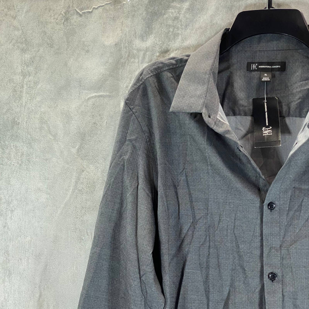 INC INTERNATIONAL CONCEPTS Men's Grey Combo Ringo Pindot Button-Up Shirt SZ XL